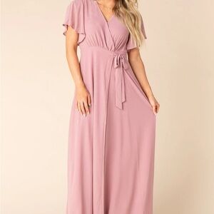 Called to Surf Medium Naples Flutter Sleeve Wrap Maxi - Rose